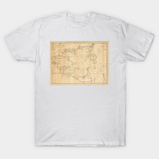 Old Nantucket & Cape Cod Map (1894) Vintage Coastal Massachusetts Chart T-Shirt by Bravuramedia